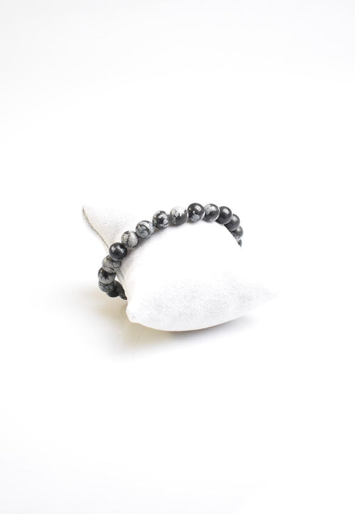 Sertifikalı Karlı Obsidyen Doğal Taş Bileklik - 8 mm