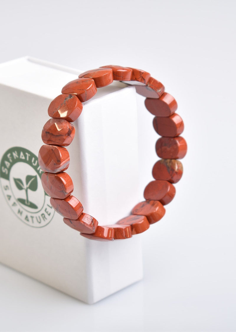 Sertifikalı Kırmızı Jasper Doğal Taş 9x14 mm Rolex Kesim Bileklik - Görsel 3 - Safnaturel
