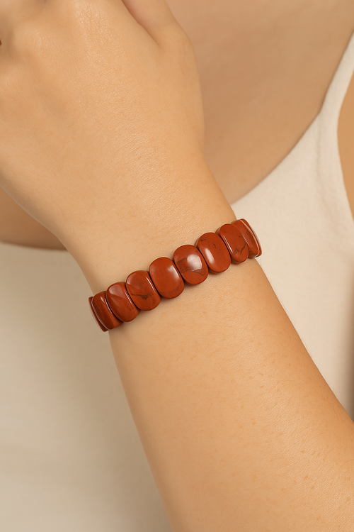 Certified Red Jasper Natural Stone 9x14 mm Bracelet