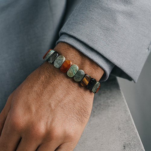 Sertifikalı Kova Burcu Doğal Taş Geniş Kesim Bileklik – Özel Üretim