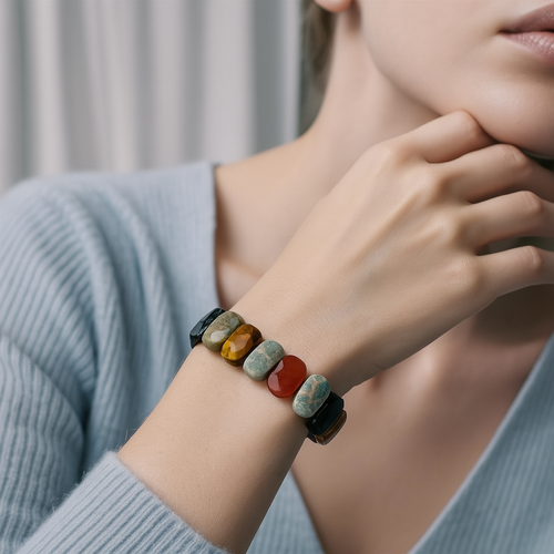 Sertifikalı Kova Burcu Doğal Taş Geniş Kesim Bileklik – Özel Üretim