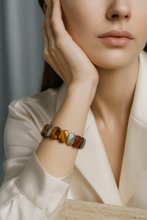 Sertifikalı Kova Burcu Doğal Taş Geniş Kesim Bileklik – Özel Üretim