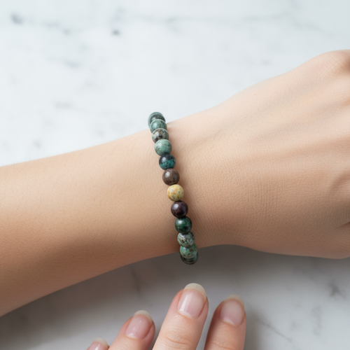 Sertifikalı Krizokol Doğal Taş Bileklik 8 mm Küre Kesim