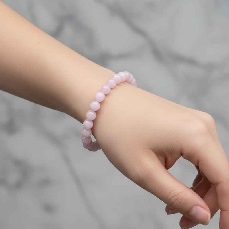 Sertifikalı Kunzit Doğal Taş Bileklik 8 mm - Görsel 1 - Safnaturel