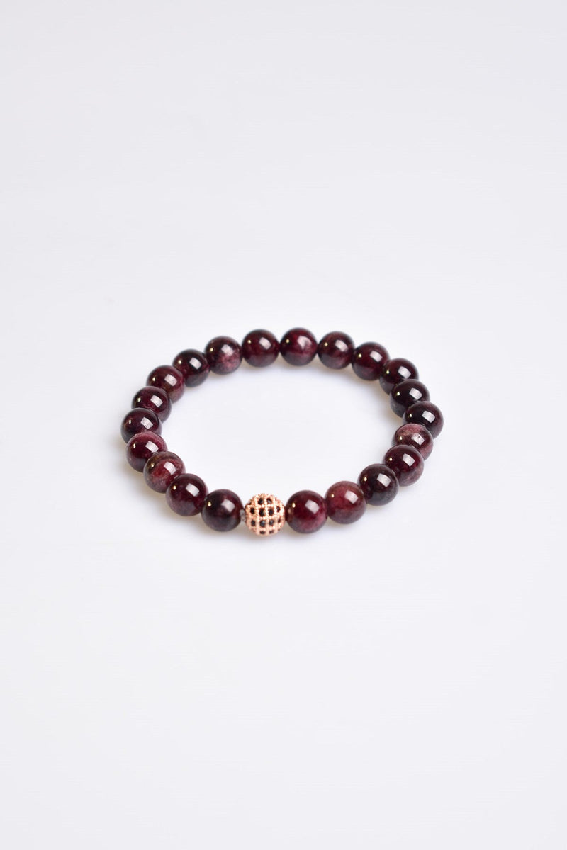 Sertifikalı Lal Garnet  Zirkon Aparatlı Doğal Taş 8 mm Bileklik - Görsel 4 - Safnaturel