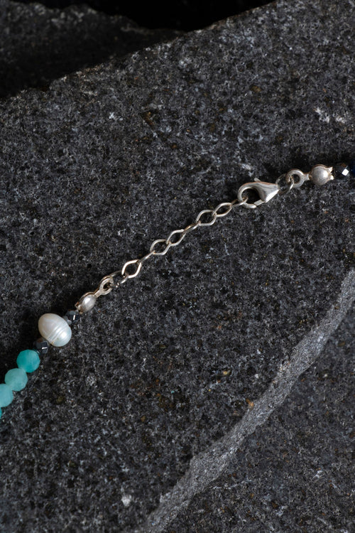 Sertifikalı Lapis, Amazonit, İnci Doğal Taş Kolye