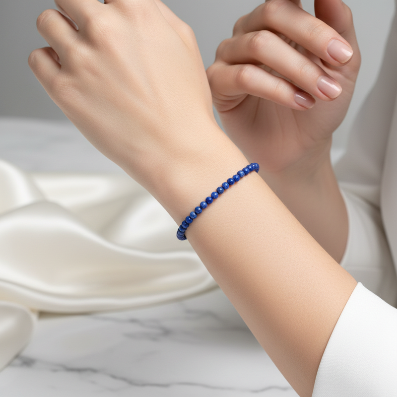 Sertifikalı Lapis Lazuli Doğal Taş Bileklik 4 mm - Görsel 1 - Safnaturel