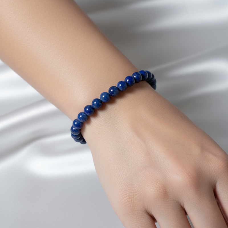 Sertifikalı Lapis Lazuli Doğal Taş Bileklik 6 mm - Görsel 2 - Safnaturel