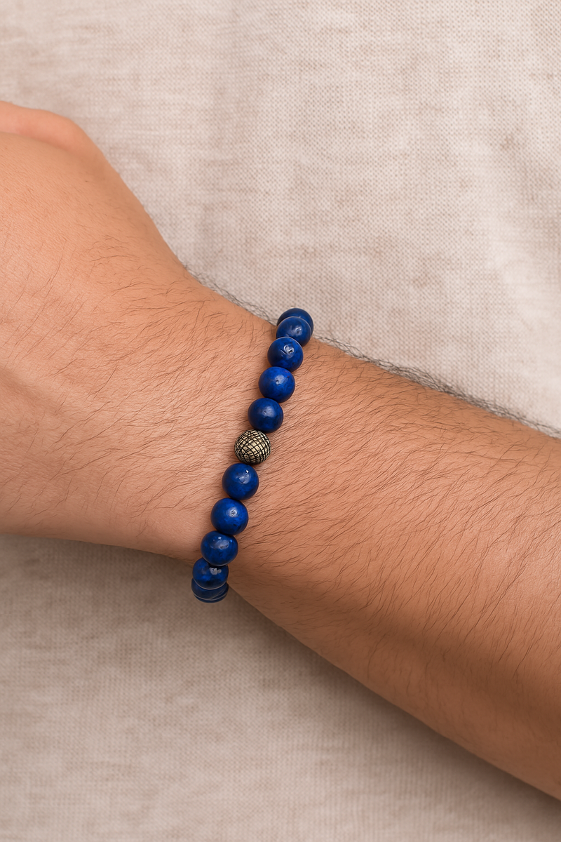 Sertifikalı Lapis Zirkon Aparatlı Doğal Taş 8 mm Bileklik - Görsel 2 - Safnaturel