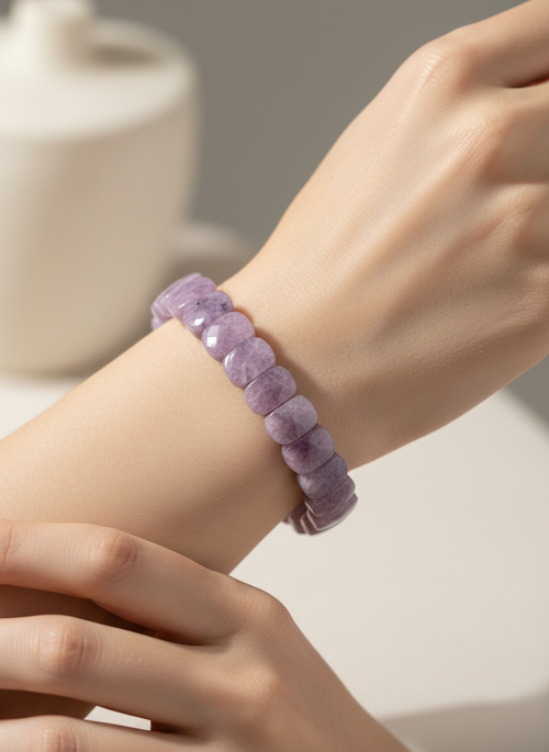 Sertifikalı Lepidolit Doğal Taş Bileklik – Özel Rolex Kesim