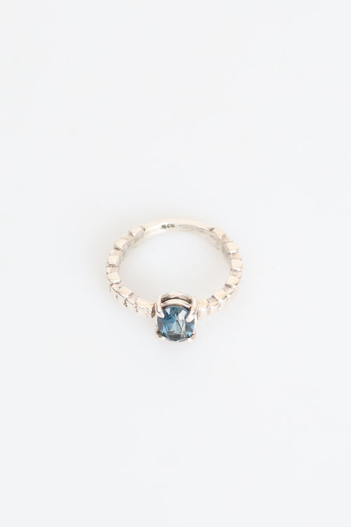 Certified London Topaz Natural Stone 925 Sterling Silver Ring