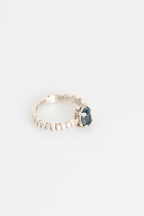 Certified London Topaz Natural Stone 925 Sterling Silver Ring