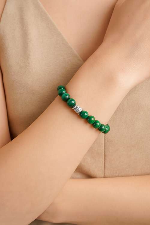 Certified Malachite Natural Stone Bracelet 8 mm