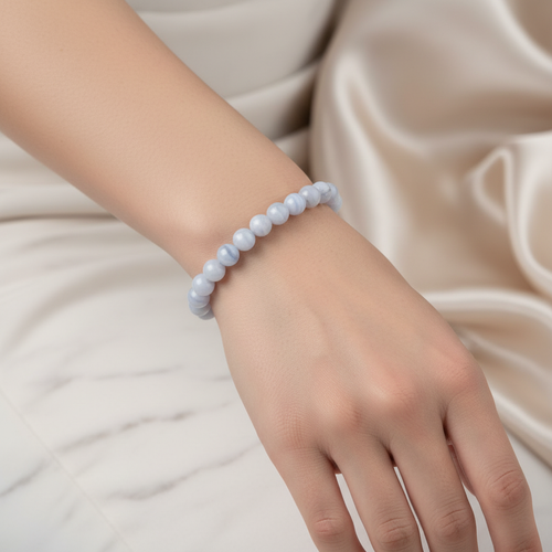 Sertifikalı Mavi Akik Doğal Taş Bileklik – 8 mm