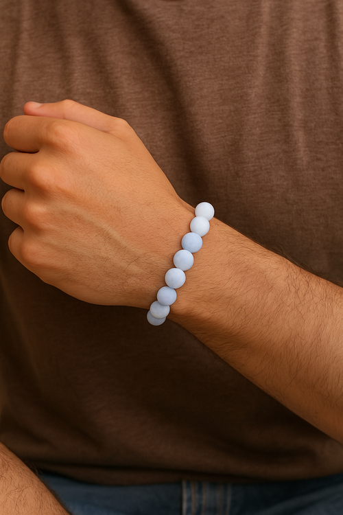 Sertifikalı Mavi Akik Doğal Taş Bileklik – 8 mm