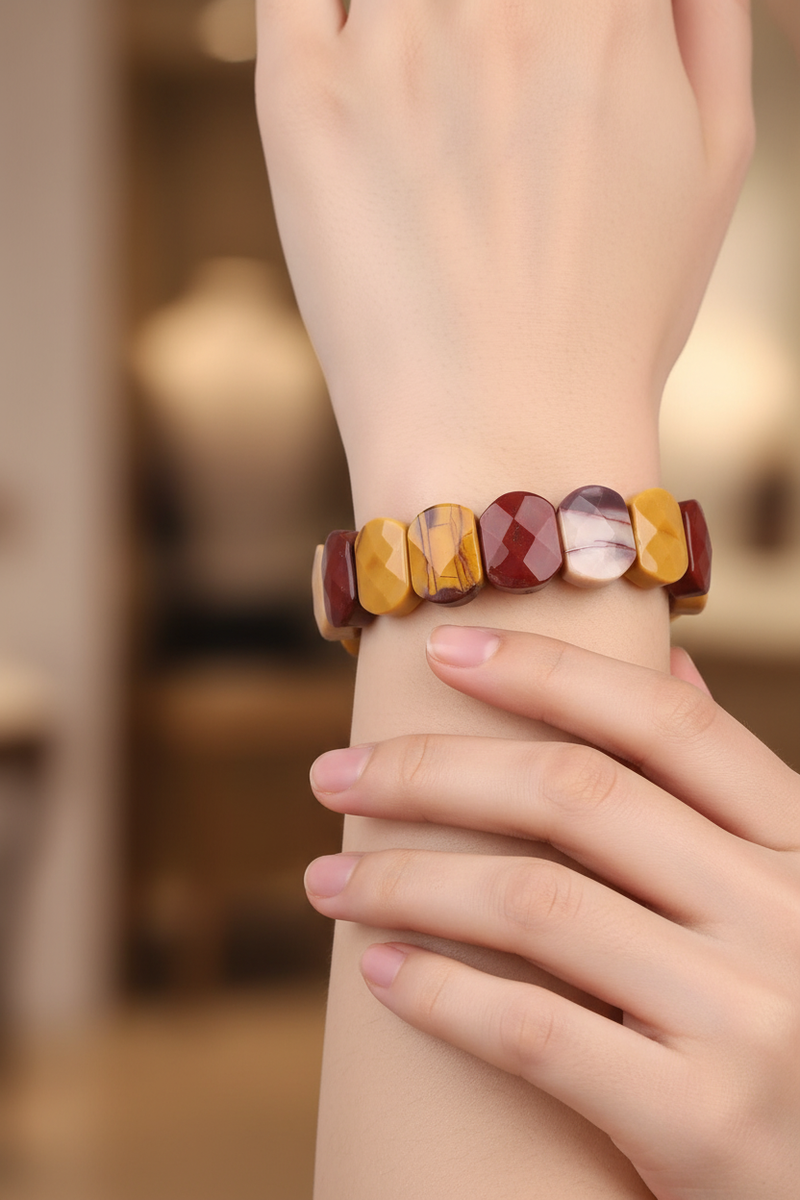 Sertifikalı Mookaite Jasper Doğal Taş Bileklik – Özel Rolex Kesim - Görsel 1 - Safnaturel