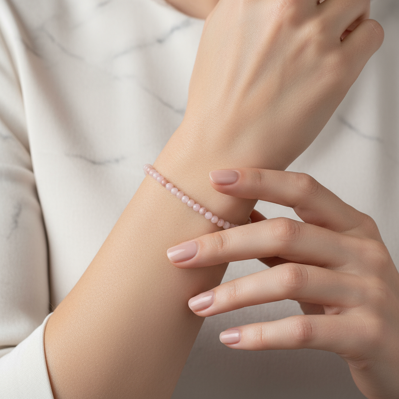 Sertifikalı Morganit Doğal Taş Bileklik 4 mm - Görsel 2 - Safnaturel