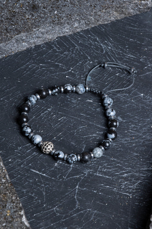 Sertifikalı Obsidyen, Hematit Zirkon Aparat Doğal Taş Makrome Bileklik