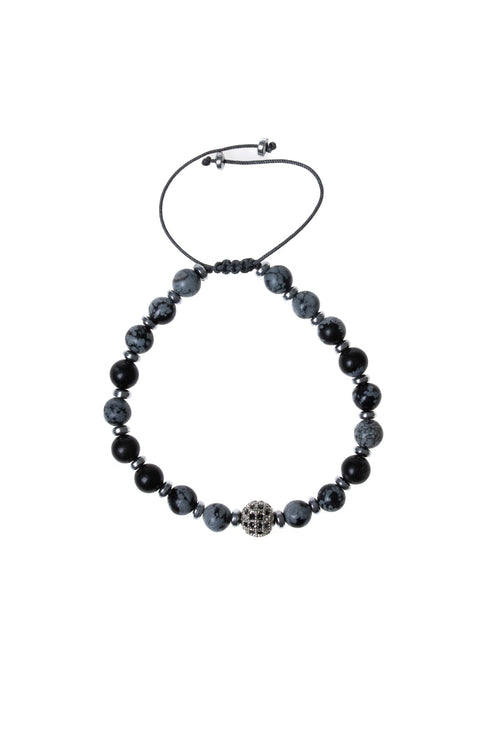 Sertifikalı Obsidyen, Hematit Zirkon Aparat Doğal Taş Makrome Bileklik