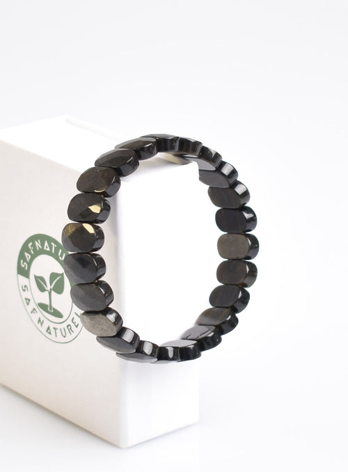 Sertifikalı Obsidyen Doğaltaş Bileklik – Özel Rolex Kesim