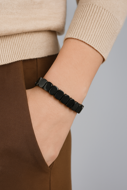 Certified Obsidian Natural Stone 9x14 mm Bracelet