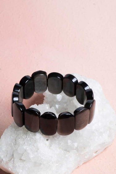 Sertifikalı Obsidyen Geniş Kesim Doğal Taş Bileklik - Görsel 1 - Safnaturel
