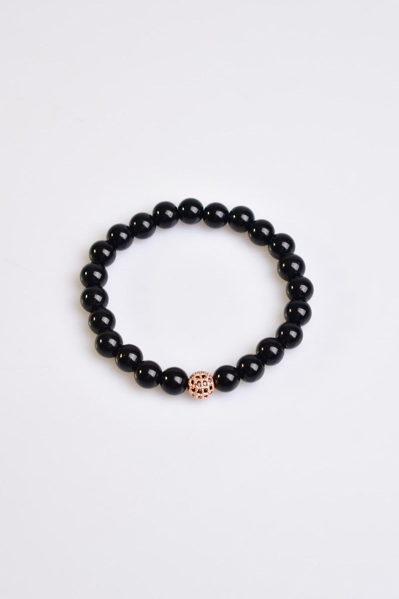 Sertifikalı Obsidyen Zirkon Aparatlı Doğal Taş 8 mm Bileklik - Görsel 5 - Safnaturel