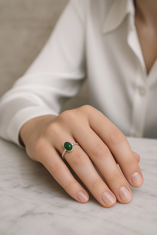 Sertifikalı Opal Doğal Taş 925 Ayar Gümüş Yüzük