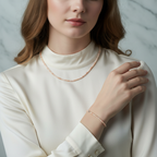 Sertifikalı Pembe Opal Doğal Taş Kolye ve Bileklik Takımı 4 mm