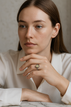 Certified Prehneit Natural Stone 925 Sterling Silver Ring 