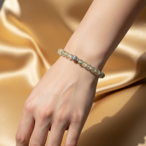 Sertifikalı Prehneit Doğal Taş Bileklik 6 mm