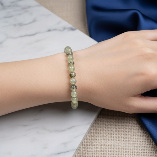 Sertifikalı Prehneit Doğal Taş Bileklik 8 mm
