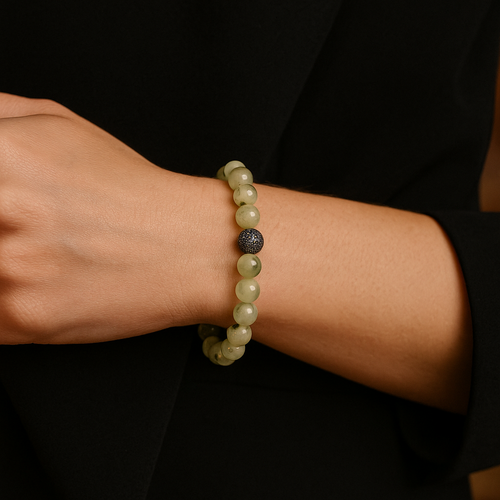 Certified Prehneit Zircon Apparatus Natural Stone 8 mm Bracelet