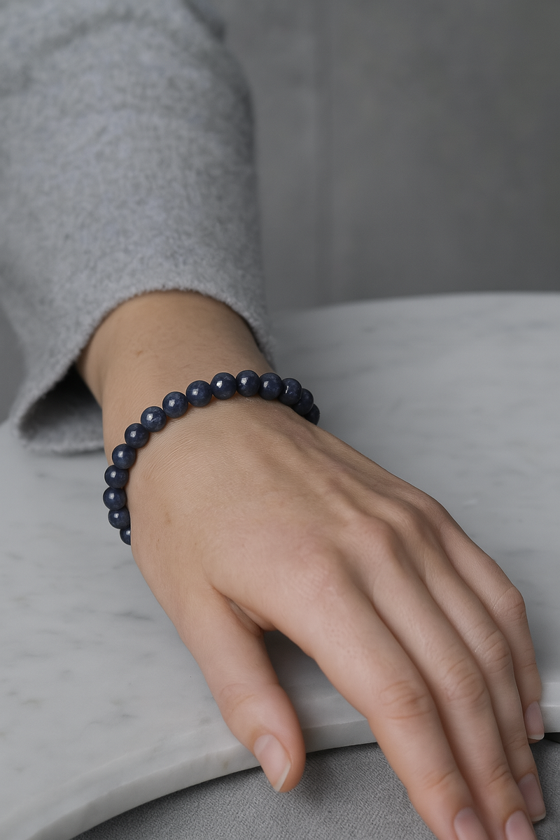 Sertifikalı Safir Doğal Taş Bileklik 8 mm - Görsel 1 - Safnaturel