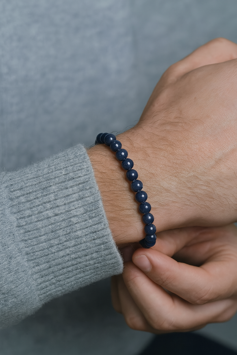 Sertifikalı Safir Doğal Taş Bileklik 8 mm - Görsel 2 - Safnaturel
