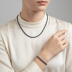 Sertifikalı Safir Doğal Taş Kolye ve Bileklik Seti 3-4 mm