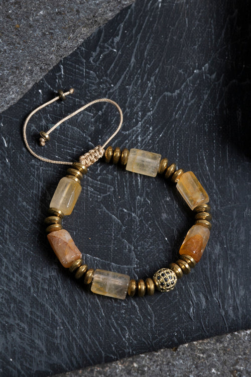 Sertifikalı Sitrin, Hematit Zirkon Aparat Doğal Taş Bileklik