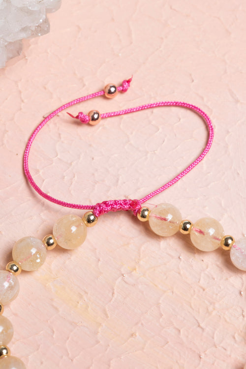 Sertifikalı Sitrin, Pembe Kuvars Zirkon Aparat Doğal Taş Bileklik