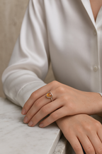 Sertifikalı Sitrin Doğal Taş 925 Ayar Gümüş Yüzük