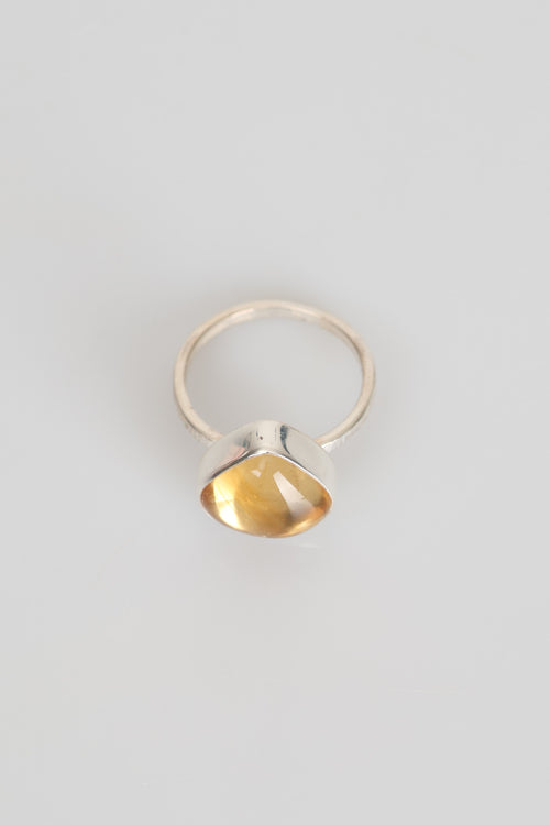 Sertifikalı Sitrin Doğal Taş 925 Ayar Gümüş Yüzük