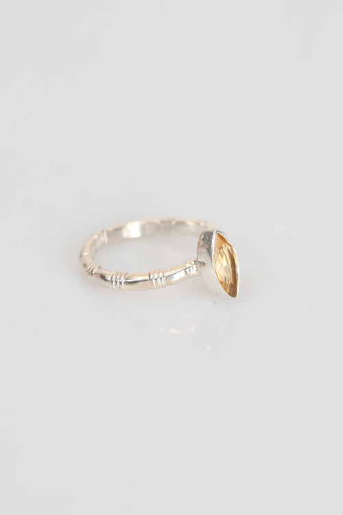 Sertifikalı Sitrin Doğal Taş 925 Ayar Gümüş Yüzük