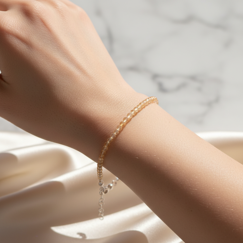 Sertifikalı Sitrin Doğal Taş Bileklik 3 mm - Görsel 1 - Safnaturel