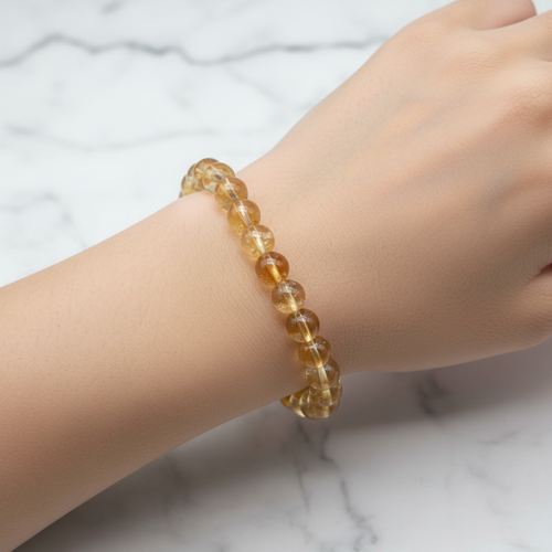 Sertifikalı Sitrin Doğaltaş Bileklik – 8mm