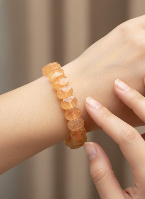 Sertifikalı Sitrin Doğaltaş Bileklik – Özel Rolex Kesim