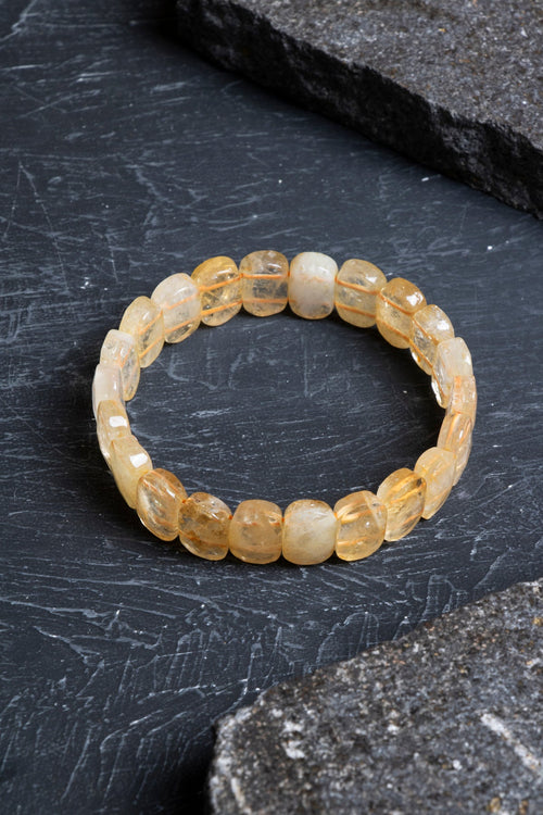 Sertifikalı Sitrin Geniş Kesim Doğal Taş Bileklik