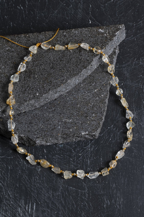 Sertifikalı Sitrin Naturel Doğal Taş Makrome Kolye