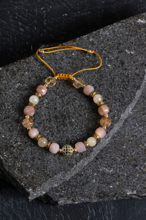 Sertifikalı Sitrin ve Güneş Taşı Doğaltaş Bileklik