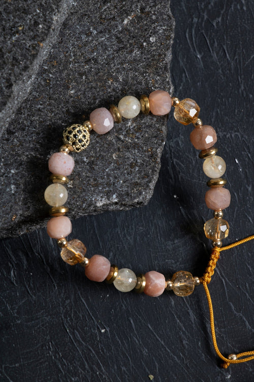 Sertifikalı Sitrin ve Güneş Taşı Doğaltaş Bileklik