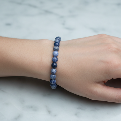 Sertifikalı Sodalit Doğal Taş Bileklik 8 mm