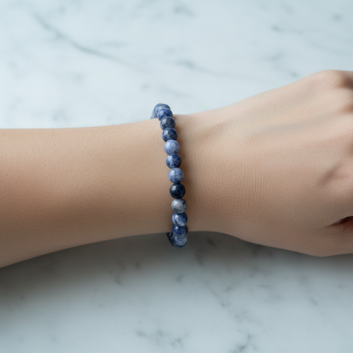 Sertifikalı Sodalit Doğal Taş Bileklik 8 mm